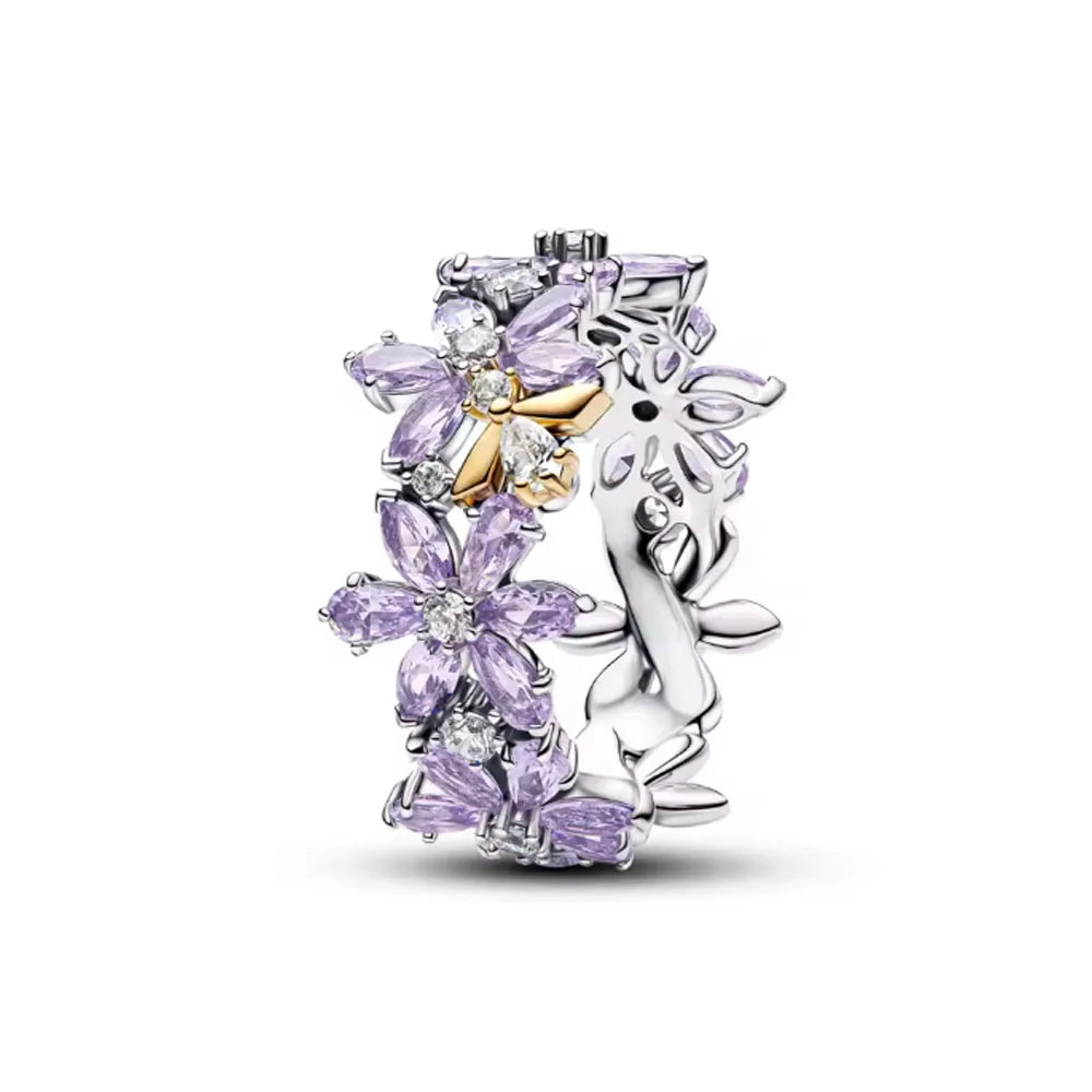 2026 Heiß verkaufter Ring aus 925er Sterlingsilber mit Herz-, Schmetterlings- und Blumenmotiv, exquisites und charmantes Schmuckgeschenk für europäische Frauen