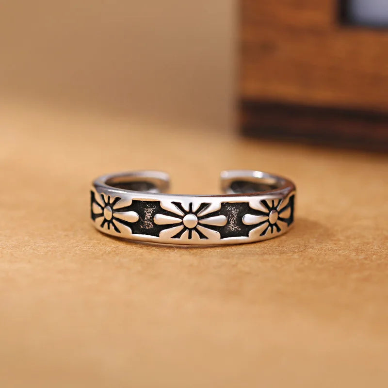 925er Silber Drei-Blumen-Offene Ringe für Frauen, Hochzeitsschmuck-Accessoires