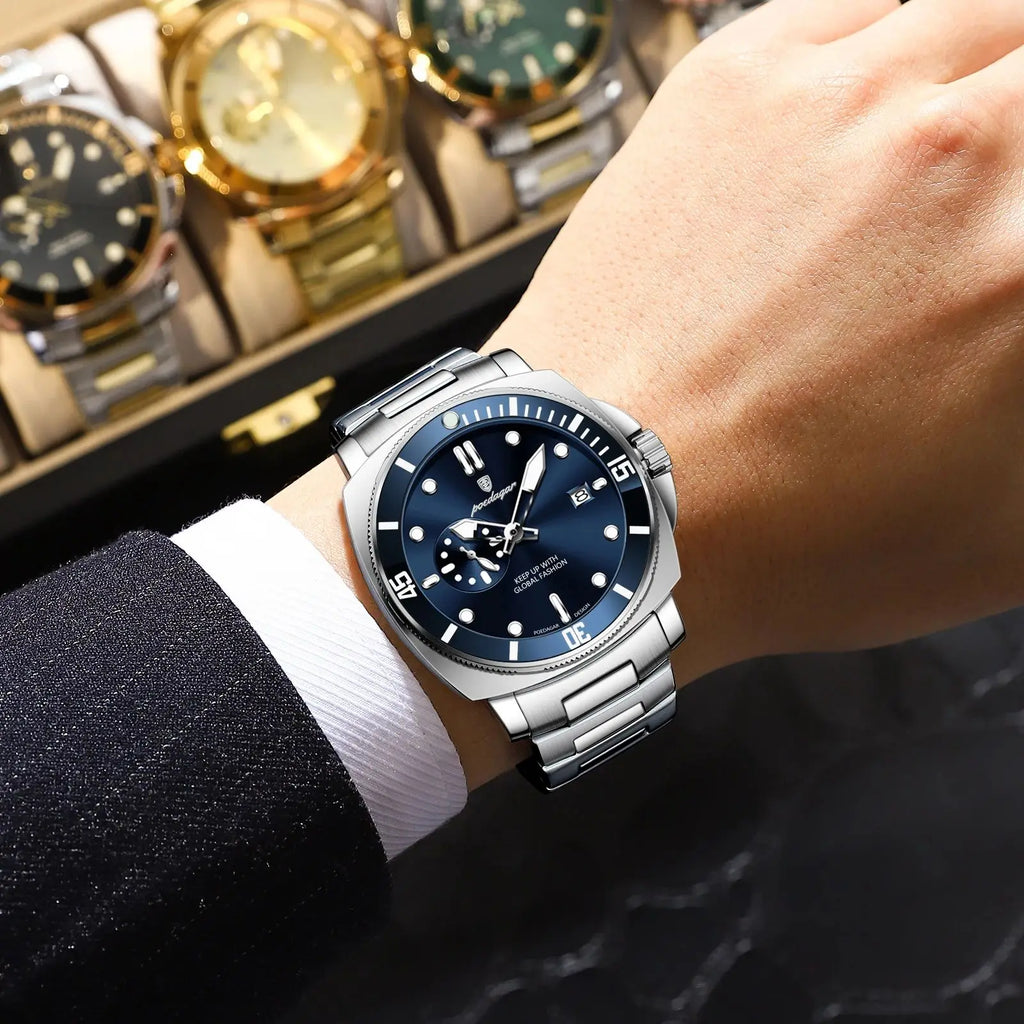 POEDAGAR Reloj de Lujo de Alta Moda para Hombre Impermeable Luminoso Fecha Relojes de Acero Inoxidable Negocios Cuarzo Reloj de Pulsera Masculino