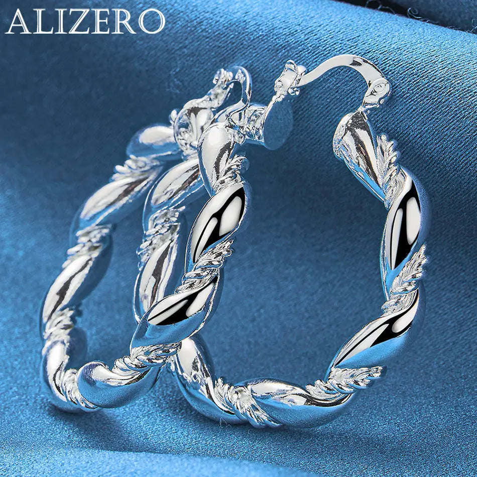 ALIZERO 925 Sterling Silber Ohrringe Einfache runde Kreolen Ohrringe für Frauen Mode Hochzeit Verlobung Charm Schmuck Geschenke