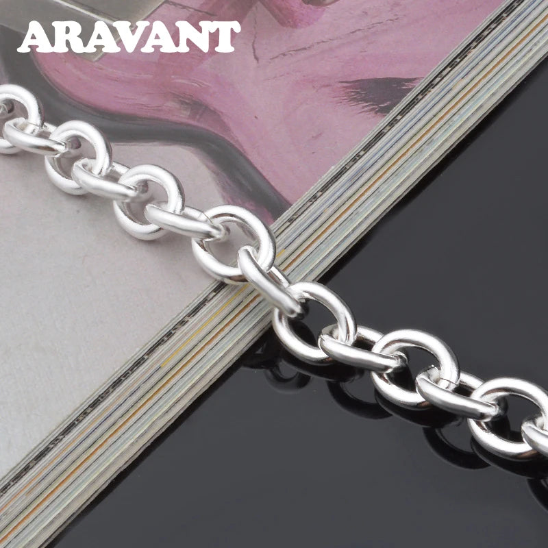 Aravant 925er Silber Runde Armbandketten für Frauen Mode Hochzeit Schmuck Accessoires