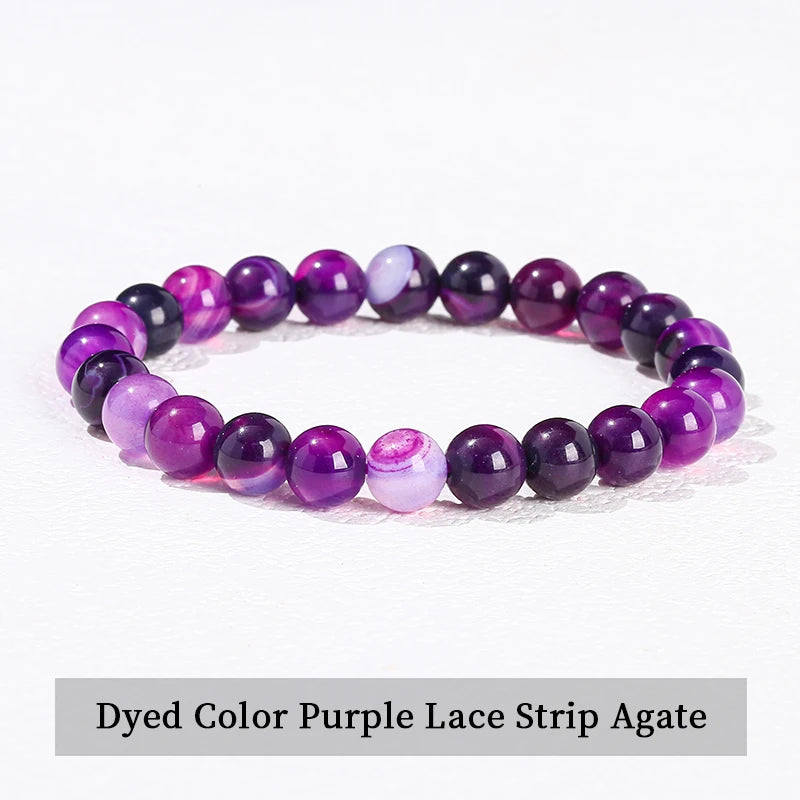 JD Natursteinperlen Armband Amethyst Tigerauge Kristall Quarz Achat Edelstein Perlen Armreifen Damen Herren Reiki Heilung Schmuck Geschenk