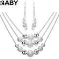 URBABY 925 Sterling Silber 45,7 cm mattierte Perlen Anhänger Ohrringe Halskette für Damen Mode Schmuckset Hochzeitsgeschenk
