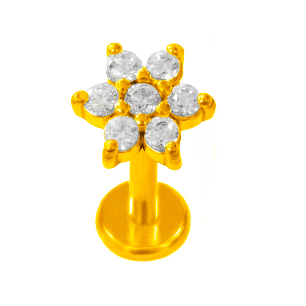 Piercing Labret de Rosca Interna Rayo Corona Abeja Flores Cartílago Pendiente Trago Conch Acero Inoxidable 316L Joyería Corporal