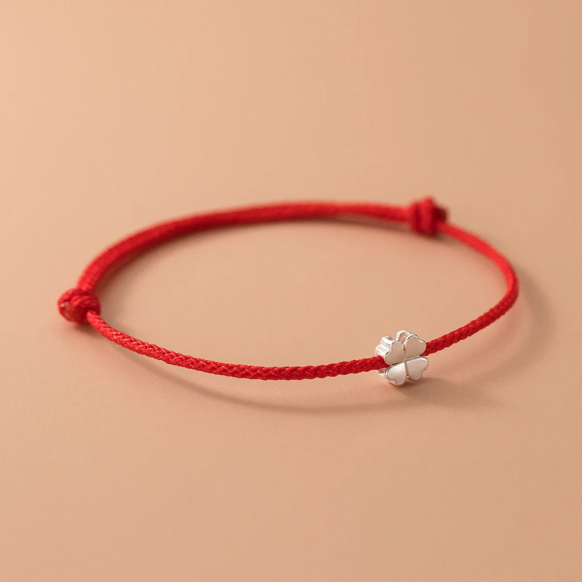 S925 Sterling Silber Blumen Rotseil Klee Verstellbares Armband für Frauen Feiner Schmuck Minimalistische Accessoires