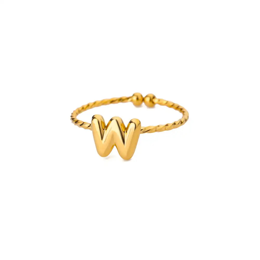 Süße klobige Initialenringe für Frauen, goldfarbener Edelstahl A-Z Buchstaben verstellbarer Ring, ästhetischer Hochzeitsschmuck, Geschenk