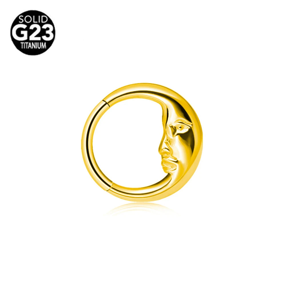 G23 Titanio Abeja Septum Aro Nariz Piercing Joyería Corporal 16G Segmento Lunar Serpiente Clicker Hélice Oreja Cartílago Corazón Daith Aro