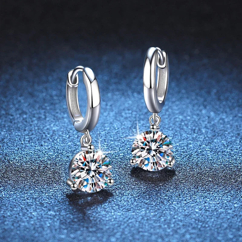 Pendientes de moissanita NeeTim de 2 ct, 100 % plata de ley S925, pendientes colgantes originales, joyería de boda para la novia con certificado para mujer