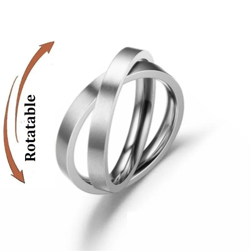 Stainless Steel Star Moon Anxiety Relaxing Cool Ring For Couples Spinner Fidgets Joint Rings Accessories Anillo Antiestres