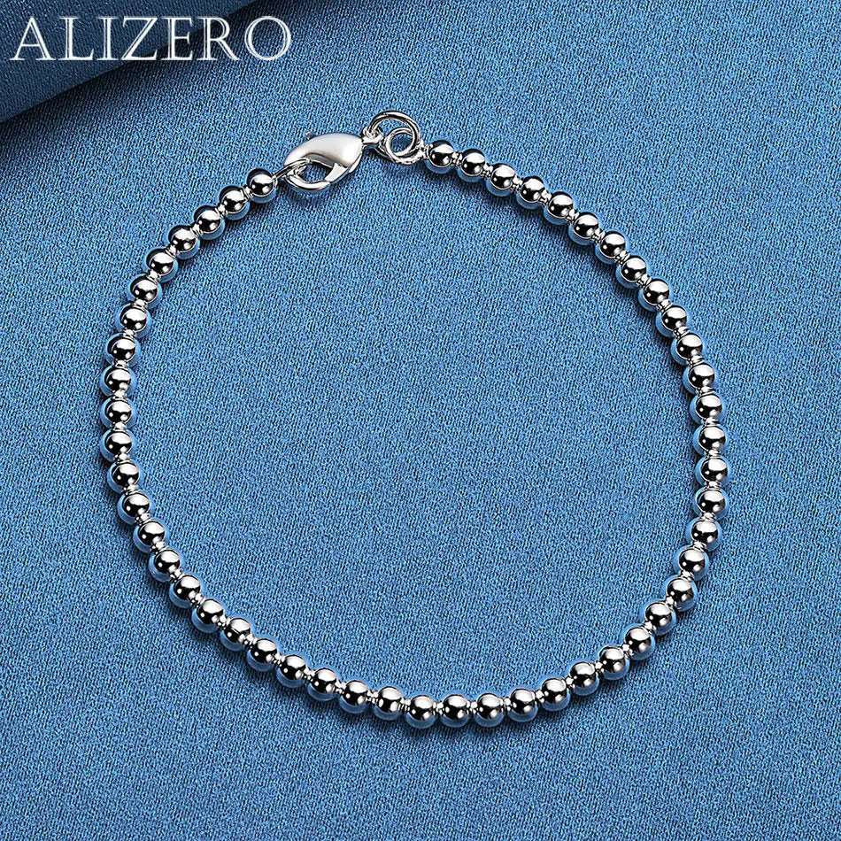 ALIZERO 925 Sterling Silber Armband 4mm Perlen Armbänder für Damen Schmuck für Mode, Party und Alltag 16-23CM