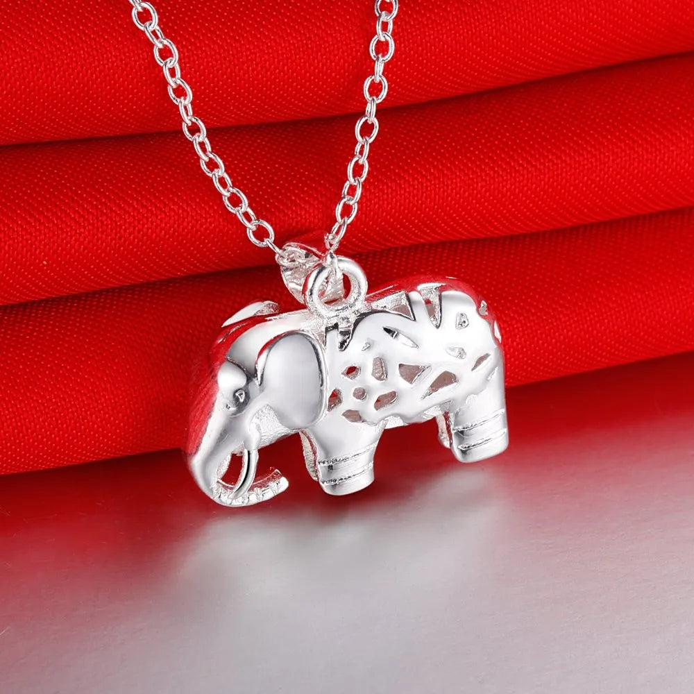 Collar de plata de ley 925 con bonito colgante de elefante de moda urbana para mujer, accesorios de boda, fiesta, joyería de diseñador, regalos