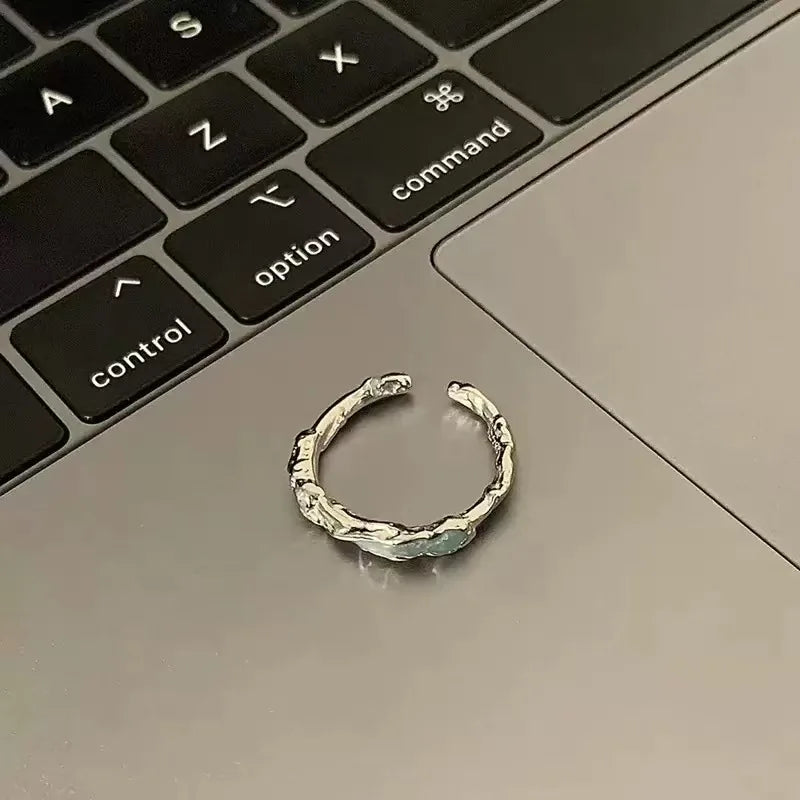 925er Sterling Silber Luxus-Qualität Schmuck Unregelmäßiger Tropfenkleber Verstellbare Ringe Für Frauen Accessoires Schmuck Argent 925