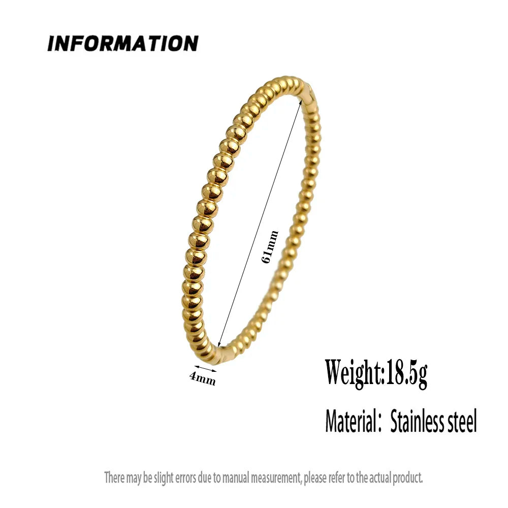 Neues Edelstahlkugelperlenarmband vergoldet, klassisches O-förmiges Silberarmband für Damen, Hochzeitsschmuck