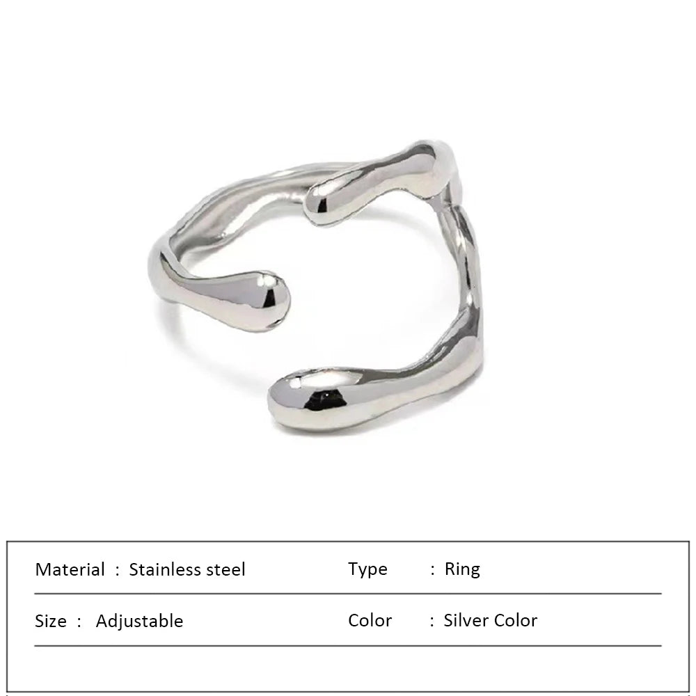 Einfacher Edelstahl Verstellbarer Damenring Statement-Schmuck für Frauen Designer Öffnungsfingerring Großhandel Dropshipping