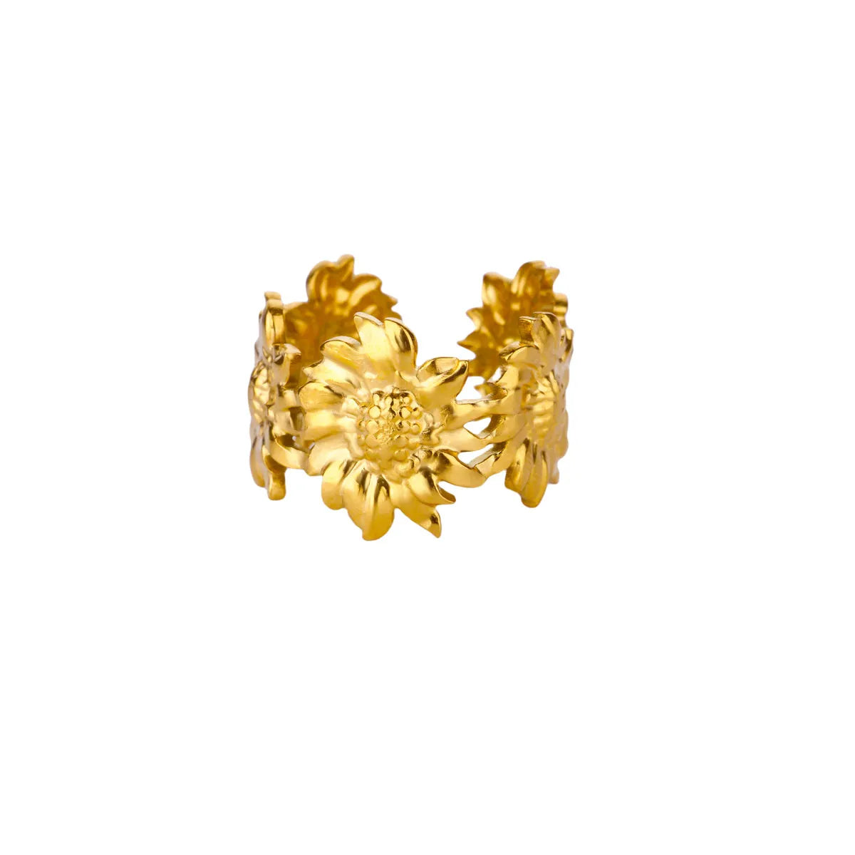 Edelstahl Übertrieben Große Blumenringe Für Frauen Gold Farbe Sonnenblume Fingerring Weiblich Mode Ästhetischer Schmuck Geschenk