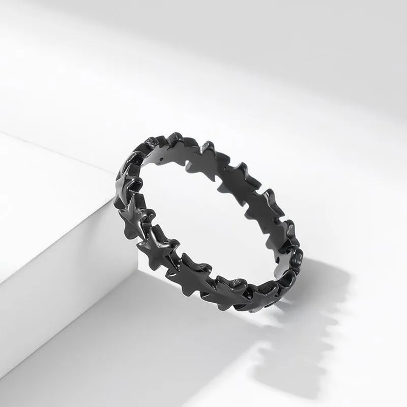 Edelstahl-Stern-Eternity-Ring, stapelbar, Ehering für Damen und Mädchen, Größe 5-9