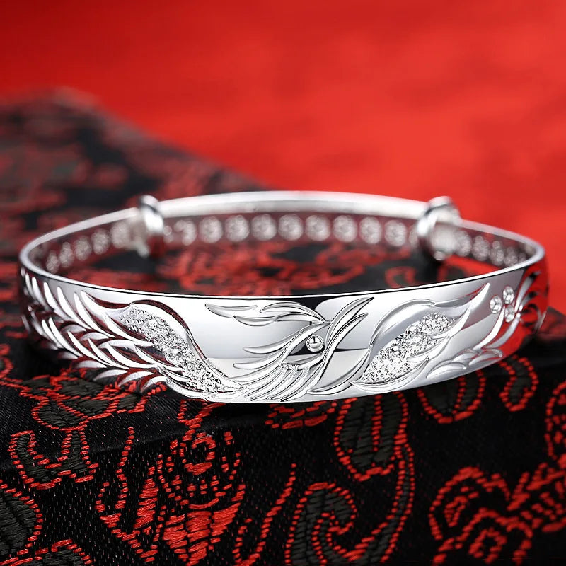 Luxus 925 Sterlingsilber Edle Phönix Armbänder Armreifen für Frauen Mode Party Hochzeit Schmuck Weihnachtsgeschenke Verstellbar