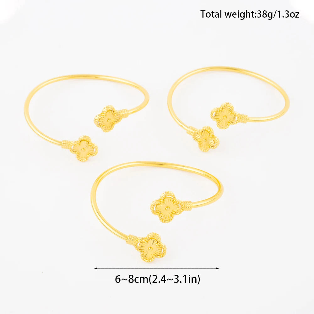Neues Design Klassischer Luxus Edelstahl Kleeblatt Armbänder Ring Elegantes Temperament Für Frauen Schmuck Alltag Festival Geschenke