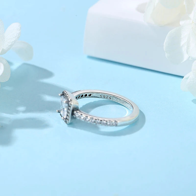 925er Sterling Silber Ringe für Frauen Original Krone Herz Wunschknochen Verlobung Hochzeit Rose Gold Kristall Ring Luxusschmuck