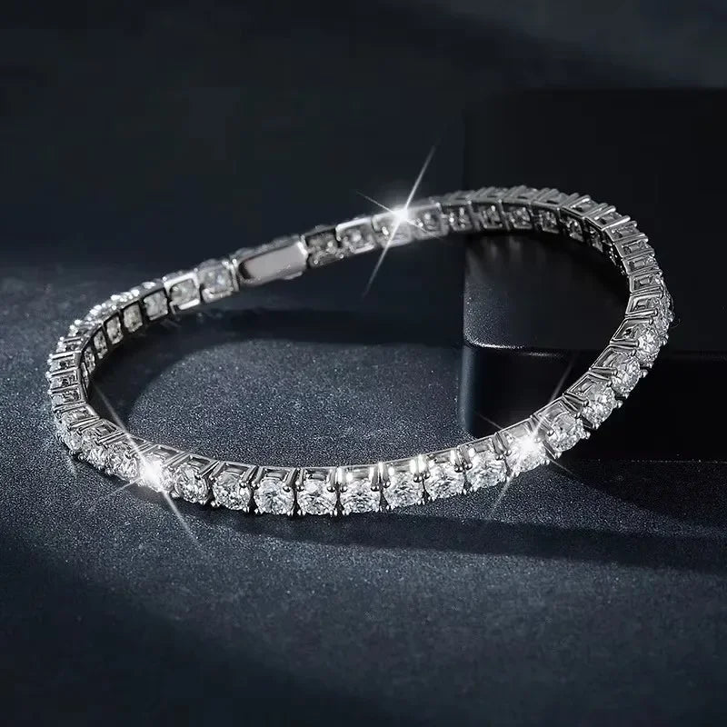 NeeTim 3mm 4mm 5mm 6.5mm Moissanit Tennisarmband Original s925 Sterling Silber Labor Diamant Armbänder für Frauen Männer Ketten