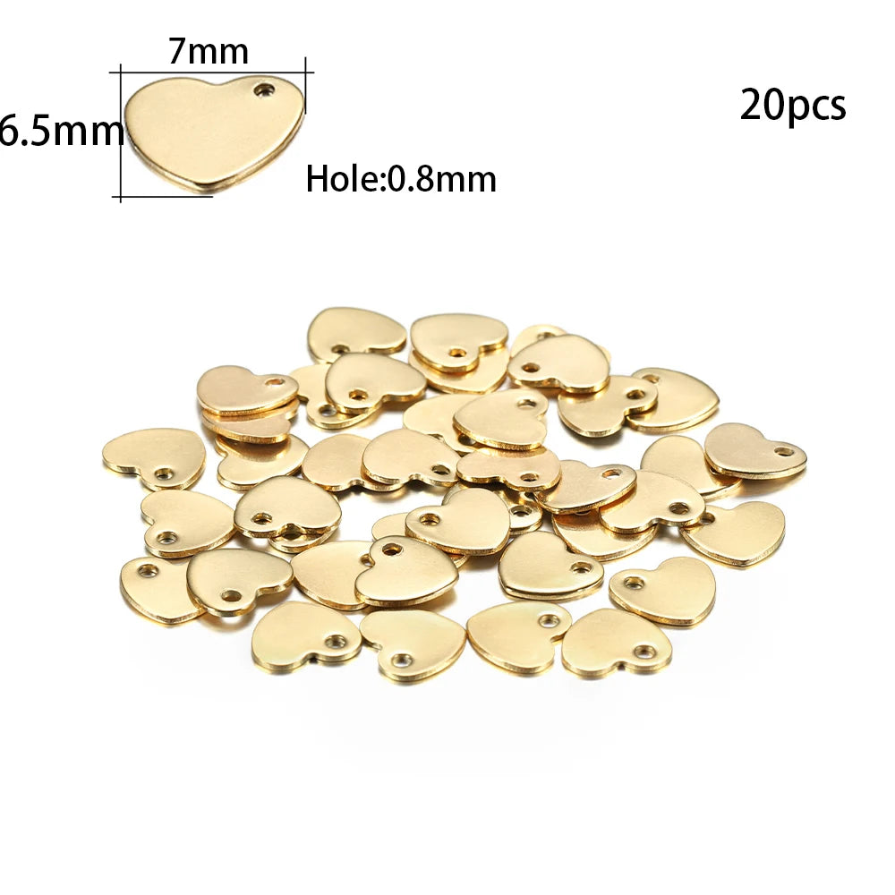 10-50 Piezas de Acero Inoxidable Dorado, Placas de Identificación Personalizadas, Óvalos en Forma de Corazón, Dijes, Colgantes para Suministros de Fabricación de Joyería DIY