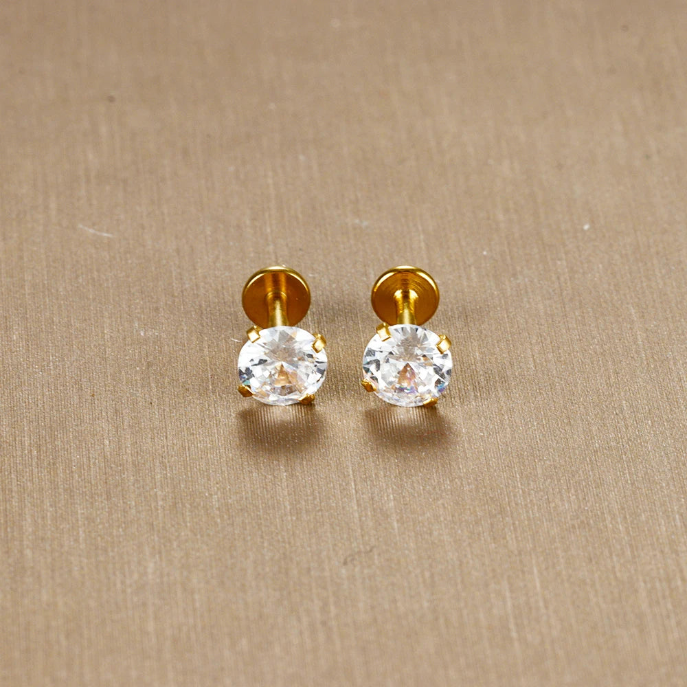2PC Labret Tragus Stud Earrings 16G Surgical Stainless Steel CZ Crystal  Monroe Helix Cartialge Conch Medusa Lip Body Piercing