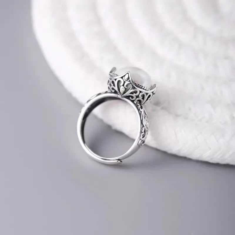 925 Sterling Silber Hohlperlen Verstellbare Ringe für Damen Hochzeit Luxus-Accessoires Dropshipping