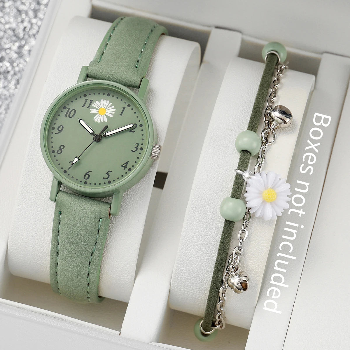 2PCS/Set Fashion Women Watches Bracelet Set Simple Arabic Dial Leather Strap Quartz Watches Reloj Mujer Girls Clock Gift