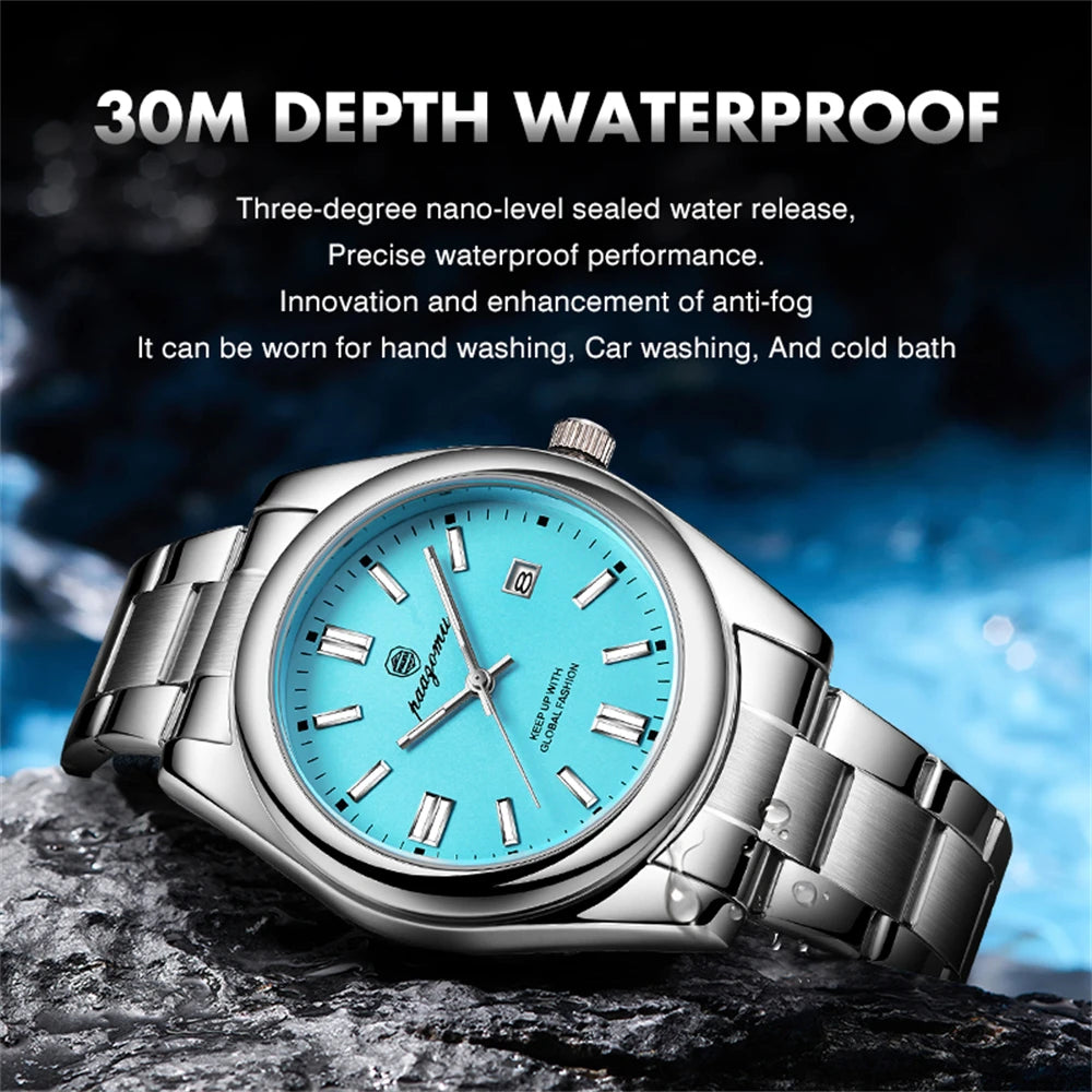 PAAZOMU Reloj de cuarzo clásico casual para hombre, impermeable, esfera luminosa, reloj de pulsera de negocios y vestir, correa cómoda, pantalla analógica, regalo