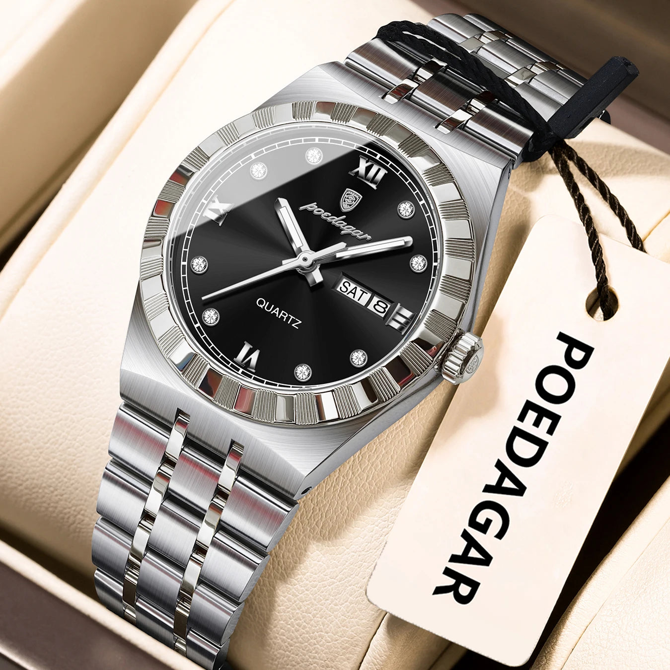 POEDAGAR Luxury Original Ladies Watch Luminous Waterproof Week Date Woman Wristwatch Stainless Steel Women Quartz Watches Female