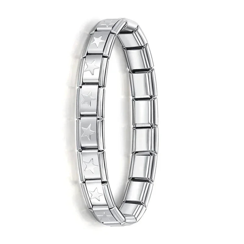 Hapiship Neue Damen Schmuck 9mm Breite Italienisches Elastisches Charm Armband Mode Edelstahl Armreif ST-