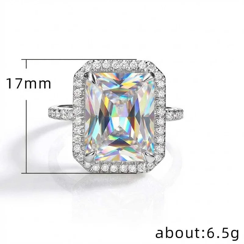 Anillo de boda nupcial de plata de ley 925, hermoso para mujer, cristal de piedra grande, circonita cúbica AAA, joyería elegante y llamativa