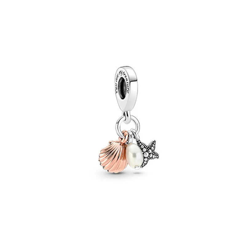 Alle heiß begehrten Artikel, original 925 Sterling Silber Ozean Charms Seestern Geburtstag Anhänger Perlen für Halsketten DIY Armband