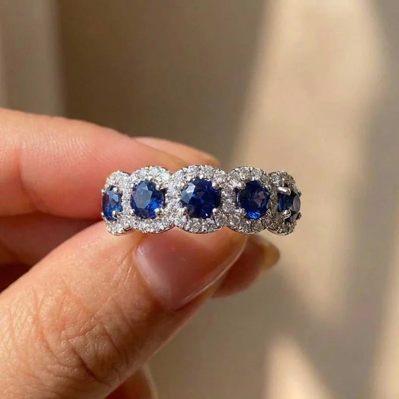 Luxuriöser 925er Sterling Silber Klassikring für Damen, Sechs-Krallen-Schmuck, schlichter Imitations-Diamant Damenring, Verlobungs-Hochzeitsgeschenk