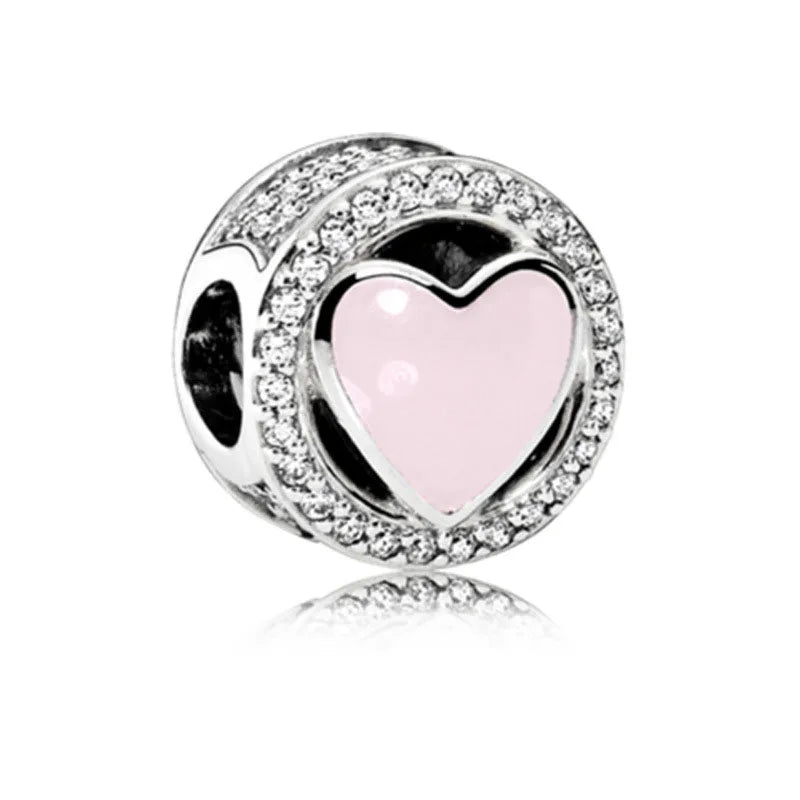 Heiß begehrtes 925er Silber Rosa Serie Blume Hundepfote herzförmiger Anhänger, passend für originale Armband DIY Accessoires, exquisiter Schmuck