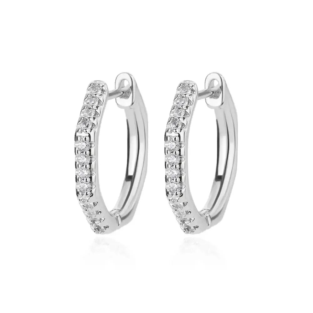 Zirkonia U-förmige Ohrstecker für Frauen, Edelstahl, geometrische Ohrringe, Schmuck, Hochzeits-/Geburtstagsgeschenk