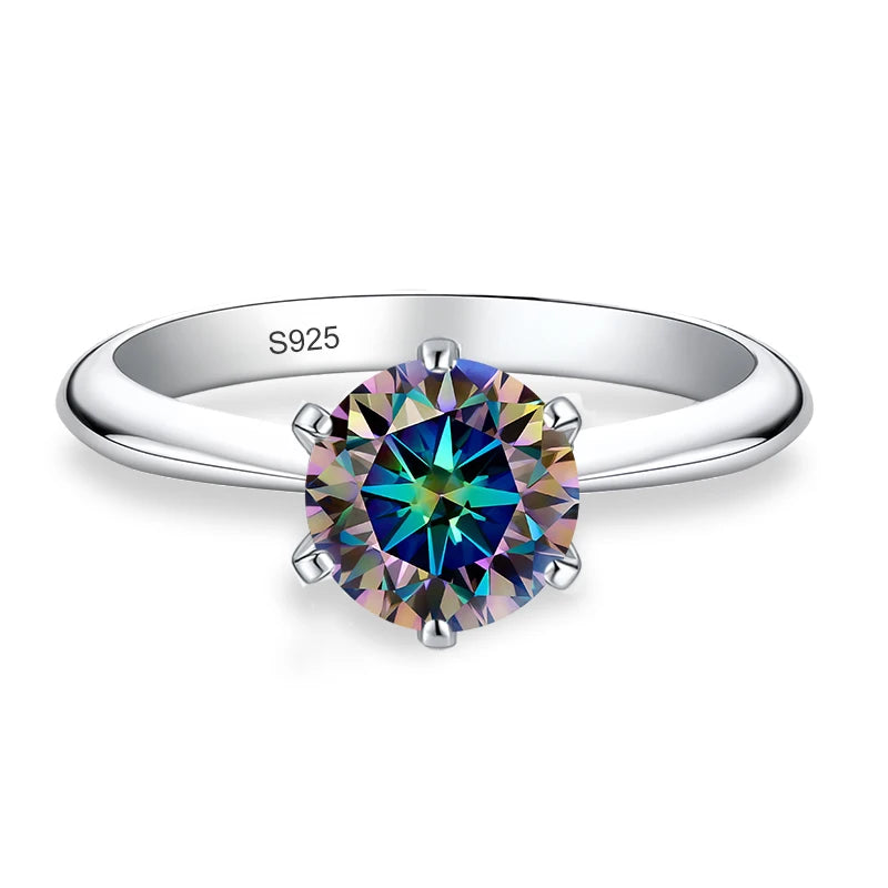 Anillos de Moissanita azules, rosas, morados y negros de 0.5ct 1ct 2ct 3ct de NeeTim para mujer, de plata de ley 925, banda para fiesta de boda, anillo de mujer