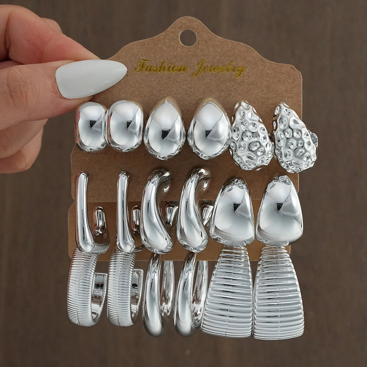 18tlg/Set Vintage Punk Wassertropfen Creolen für Damen Mode Gold Silber Farbe Überzogene CCB Ohrringe Täglicher Schmuck Neu