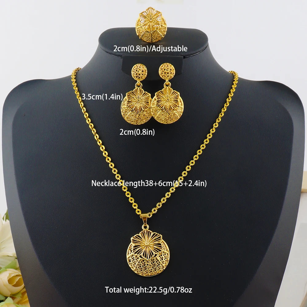 Modeschmuck-Set aus Gold, Edelstahl-Ohrringe und Halsketten für Damen, einfaches Persönlichkeitsgeschenk, Hochzeitsfeier-Accessoires
