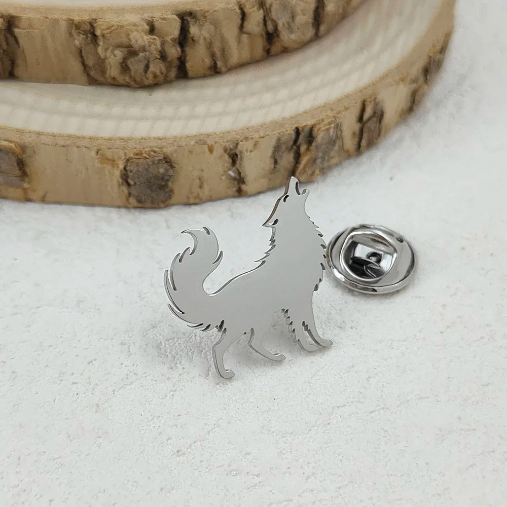 Creative Lonely Wolf Stainless Steel Brooch, Waterproof and Fading Badge Set, Suit Lapel Pin, Wedding Party Wear