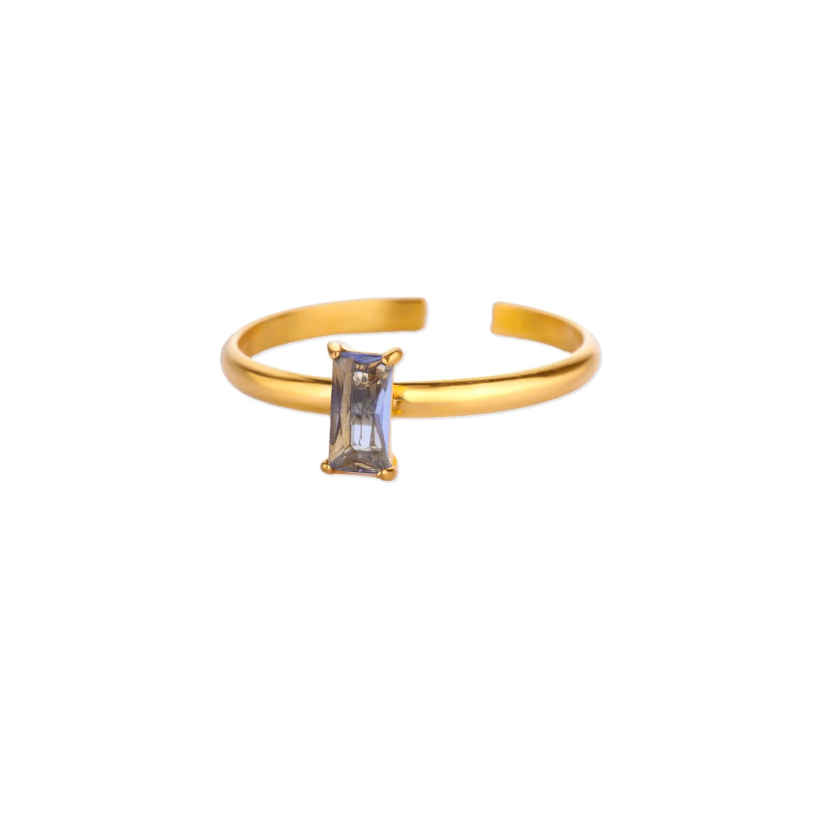Edelstahl Geburtssteinringe für Damen Goldfarbe Zirkon Geburtsstein Öffnungsring Minimalistischer Weihnachts-Geburtstags-Schmuckgeschenk