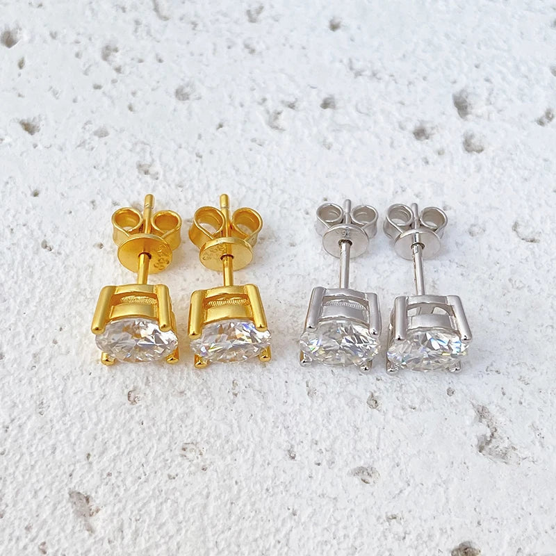 NeeTim 0.2-2 Karat Moissanit Ohrringe für Damen, 925 Sterling Silber Ohrstecker mit Gelbgold plattiertem Labordiamanten, Hochzeitsschmuck