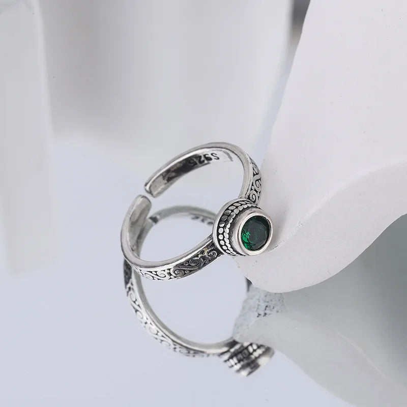 925er Sterlingsilber Grüne Zirkonringe für Damen Hochzeit Verlobung Weiblich Vintage Luxus Schmuck Accessoires