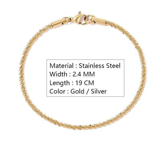 Edelstahl-Kettenarmband für Frauen, silberfarben, modisch, schlicht, glänzend, minimalistisches Charm-Armband, Hochzeitsparty-Schmuck