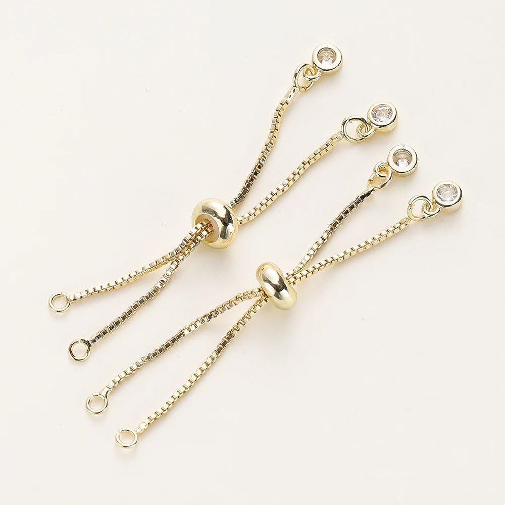 2/4 Stücke 5/7/12cm 14K/18K Vergoldete Messing Verstellbare Slider-Ketten Für DIY Armbandherstellung Schmuckherstellung Zubehör