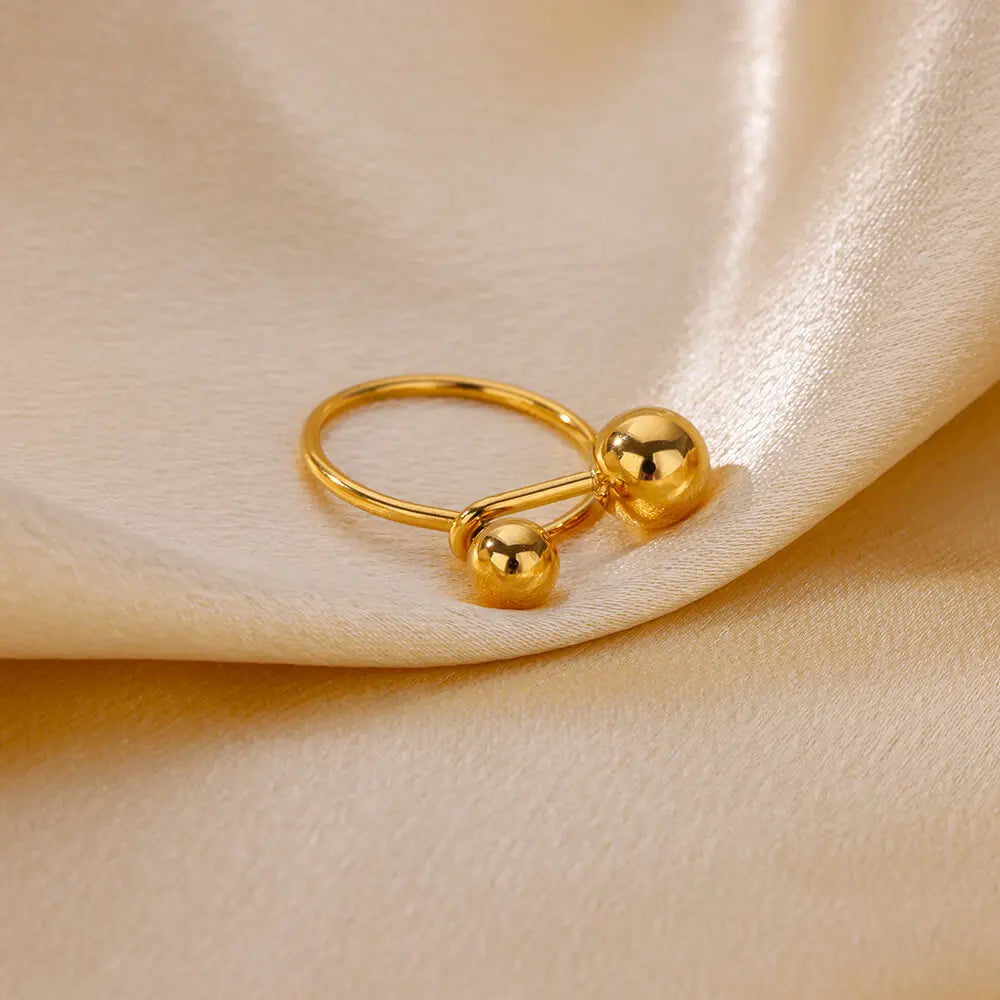 Punk Chunky Ball Ringe für Frauen Männer Gold Farbe Edelstahl Angstperlen Ring Trendy Schmuck Finger Accessoires Geschenk BFF