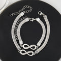2 Pcs Set Love Heart Couple Bracelets for Women Men Silver Color Double Layer Matching Chain Bracelet Lover Jewelry Gift