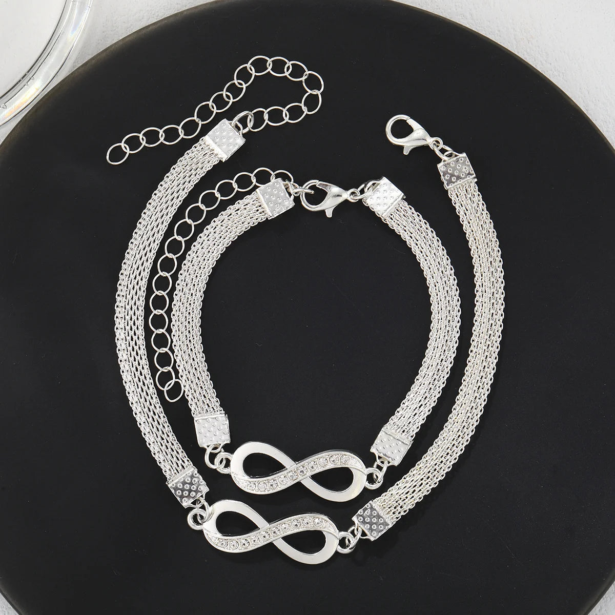 2 Stück Set Love Heart Paar Armbänder für Frauen Männer Silber Farbe Doppelschicht passendes Kettenarmband Liebhaber Schmuck Geschenk