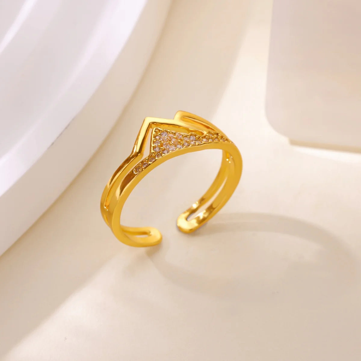 Modische pinke Herz-Zirkonringe für Frauen Goldfarbener Edelstahl Imitation Perlenring Elegantes ästhetisches Hochzeitsschmuckgeschenk