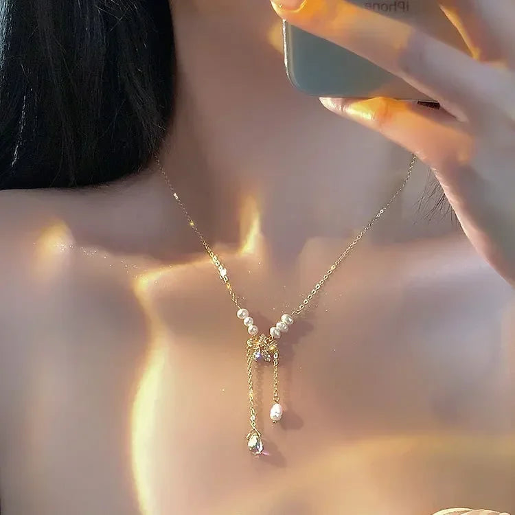 Vintage Golden Silver Color Heart Pendant Necklace for Women New Trend Girls Clavicle Chain Jewelry Birthday Gifts Wholesale
